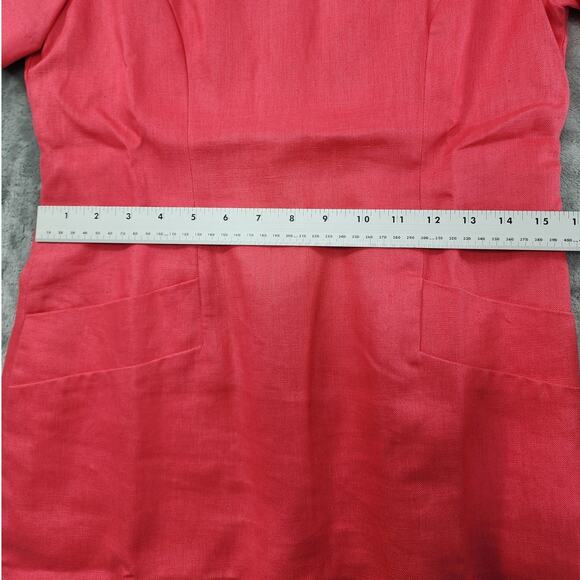 Vintage 90s Ellen Ashley Dress Womens 6 PETITE Linen Short Sleeve Sheath Pockets - Picture 7 of 9